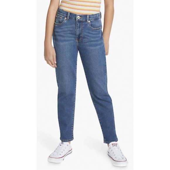 NWT LEVIS Mini Mom Big Girls 16 Reg Dark Wash High Rise Denim Jeans - Picture 1 of 13